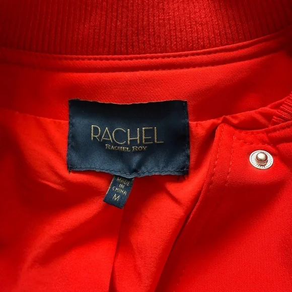 RACHEL Rachel Roy Bold Red Bomber Jacket, Size Medium - Picture 6 of 8